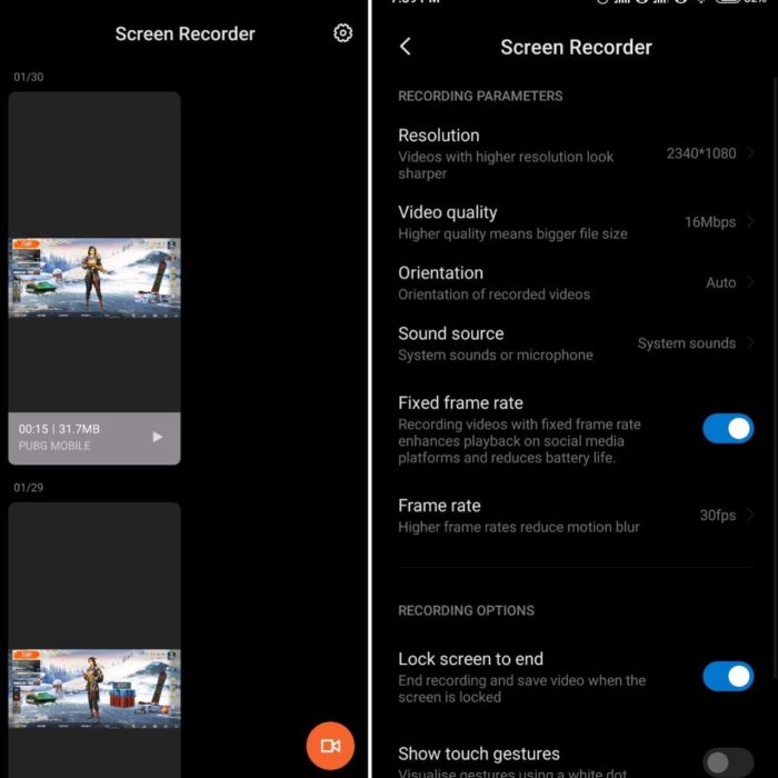 native screen recording android 11