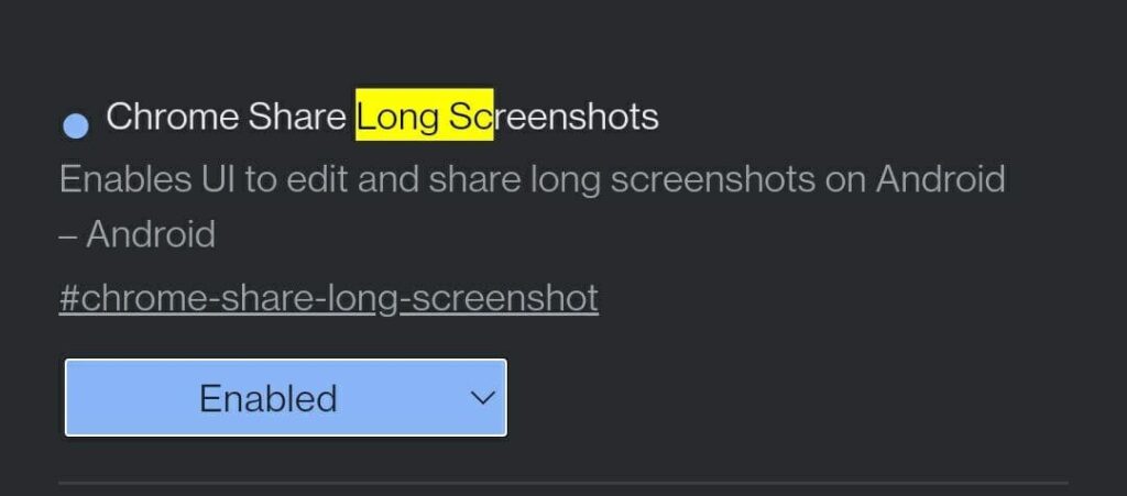 Google Chrome Share long screnshots in android